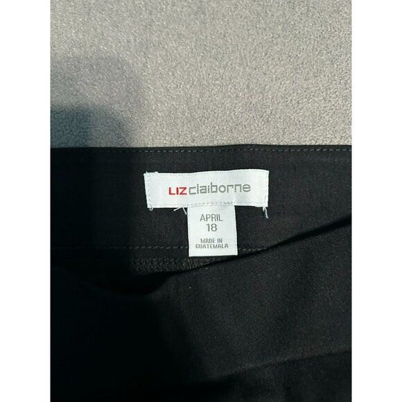 Liz Claiborne 18 April Black Flat Front Pull On Slim Leg Ankle - Picture 3 of 7